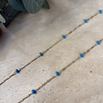 Altın Kaplama Mavi Boncuklu Zincir Kolye (45+5 cm)