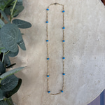 Altın Kaplama Mavi Boncuklu Zincir Kolye (45+5 cm)