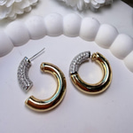 Arkası Gold Önü Taşlı Halka Küpe