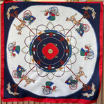 At Arabası Desenli Fular (70x70)