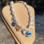 Balıklı Murano Camlı Charmlı İnci Kolye 
