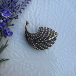 Bronz Hologram Taşlı Şık Broş