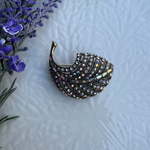Bronz Taşlı Yaprak Broş