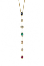 Çelik 7 Element Taşlı Renkli Uzun Kolye (47 cm)