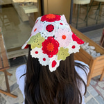 Çiçek Figür Örgü Bandana 