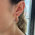 Etnik Mineli Küpe (Pembe-Mavi-Beyaz)