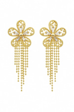 Gold Sarkıtlı Çiçek Küpe