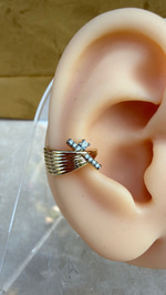 Gold Taşlı Çapraz Detay Earcuff