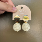 Hasır Top Sallantılı Gold Küpe