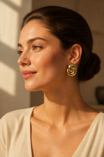 İç İçe Geçmiş Gold Küpe