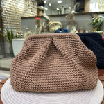Kağıt ip Pileli Burslu Clutch Çanta