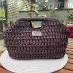 Kahverengi Rafya İp Burslu Clutch Çanta