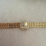 Kare Plakalı Üç Zincir Gold Bileklik (17+5 cm)