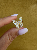 Kelebek Taşlı Gold Earcuff