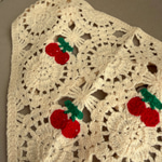 Kiraz Desenli Örgü Bandana 