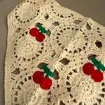Kiraz Desenli Örgü Bandana