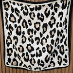 Krem Siyah Leopar Desen Fular (70x70)