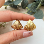 Mat Gold Midye Küpe 