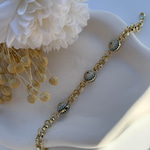 Nazar Boncuklu Taşlı  Gold Bileklik (17 +5 cm)