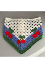 Örgü Bandana Kiraz Desenli