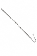 Oval Taş Zincir Silver Bileklik (15+5 cm)