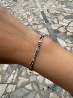 Oval Taş Zincir Silver Bileklik (15+5 cm)