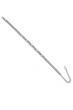 Oval Taş Zincir Silver Bileklik (15+5 cm)