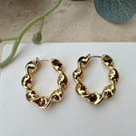 Parlak Gold Kıvrımlı Halka Küpe 