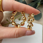 Parlak Gold Kıvrımlı Halka Küpe