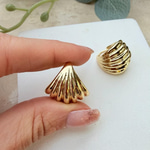 Parlak Gold Midye Küpe