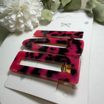 Pembe Leopar Desen Üçlü Çıtçıt Toka 