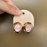 Pembe Sedefli Gold Asimetrik Küpe