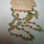 Renkli Gold Top Detaylı Zincir Kolye (54+5 cm)
