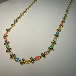 Renkli Gold Top Detaylı Zincir Kolye (54+5 cm)