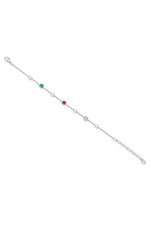 Renkli Taş Kare Model Silver Bileklik (17+5 cm)