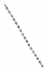 Renkli Taş Yıldız Silver Bileklik (17+2 cm)