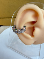 Renkli Taşlı Silindir Silver Earcuff