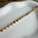 Renkli Üçgen Taşlı Tamtur Bileklik (17+2 cm)