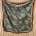 Siyah Turkuaz Desen Fular (70x70)