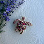 Su Kaplumbağası Broş (Pembe Taşlı)