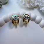 Taş Detaylı Gold U Küpe 