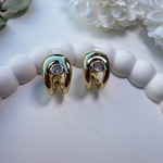 Taş Detaylı Gold U Küpe
