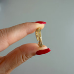 Taşlı Asimetrik Mat Gold Yüzük 