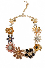 Taşlı Büyük Çiçek Kolye (Rose Gold)