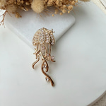 Taşlı Gold Denizanası Broş