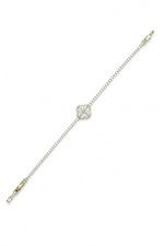 Taşlı Yonca Tamtur Bileklik (17+2 cm - Gold)