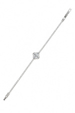 Taşlı Yonca Tamtur Bileklik (17+2 cm - Silver)