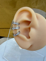 Üç Sıra Baget Taşlı Silver Earcuff