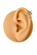 Üçlü Taş Gold Earcuff