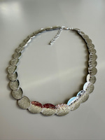 Yılan Derisi Görünümlü Pul Kolye Silver 37+5cm